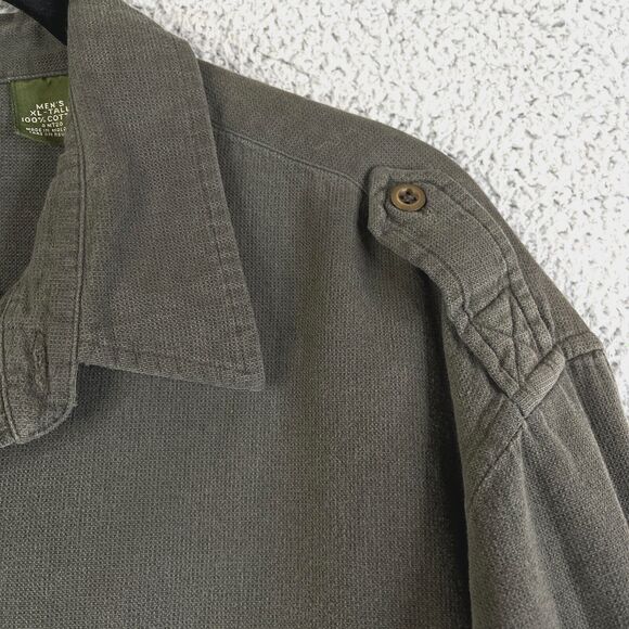 Vintage LL Bean Shirt Jacket Mens XLT Green Corduroy Button Shacket Flap Pockets - Picture 3 of 7